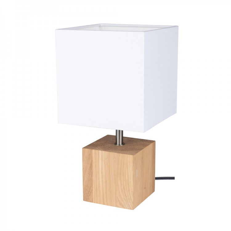 Britop Lampe A Poser En Chene Huile Design Cubic Abat Jour Blanc 1 Ampoule Trongo 7191174